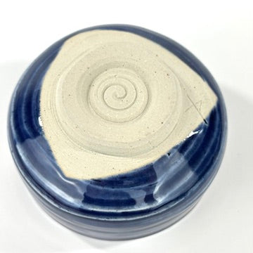 Japanese Chawan Matcha Tea Bowl Blue Purple Flambe Glaze Cobalt Interior NEW 5"