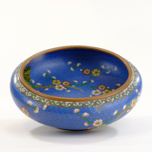 Antique Japanese Cloisonné Brush Pot with Floral Panels Meiji Period