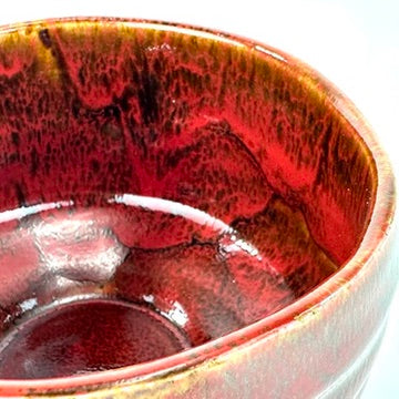 Japanese Handmade Mino Ware Chawan Matcha Tea Bowl Beni Tengu Crimson Red Glaze NEW 5"