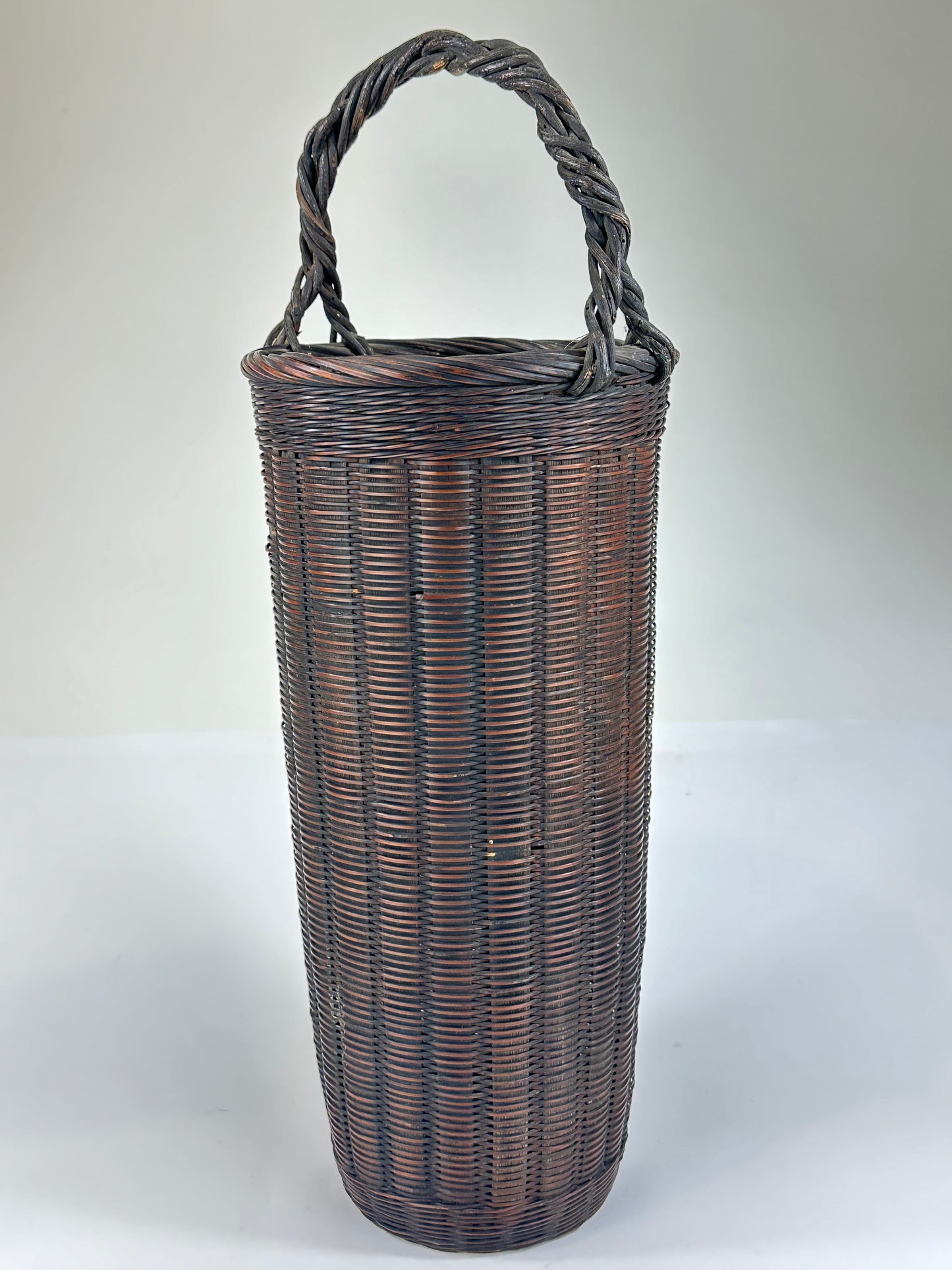 Antique Japanese Early 1900's Ikebana Basket Kago Vase 17”