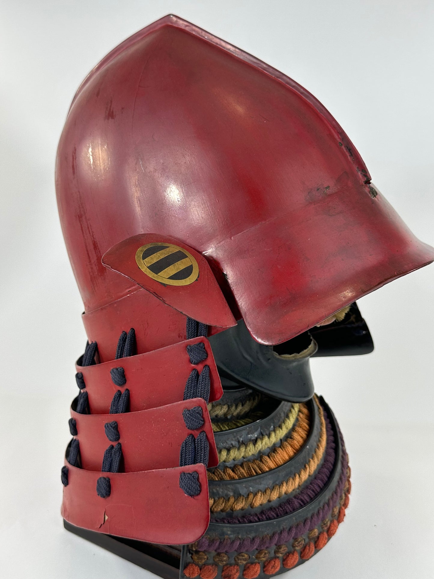 Japanese Edo Period Momonari Kabuto Samurai Helmet Red Lacquer w/ Crescent Moon Maedate LS#157