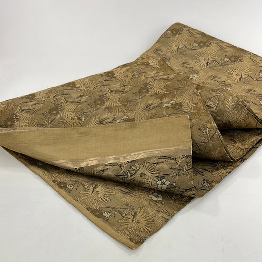Tan Obi /w Flower Bamboo Pine Needle Branches Motif 12”x160”