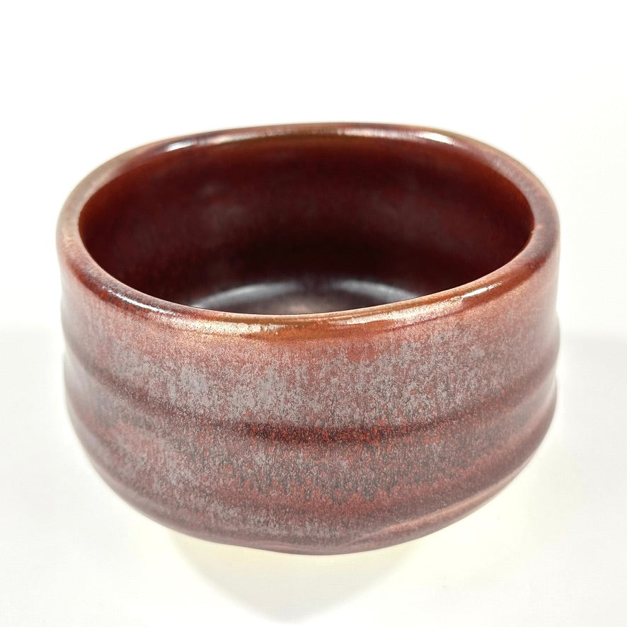 Japanese Mino Ware Chawan Matcha Tea Bowl Oxblood Iron Red Aka Glaze NEW 5"