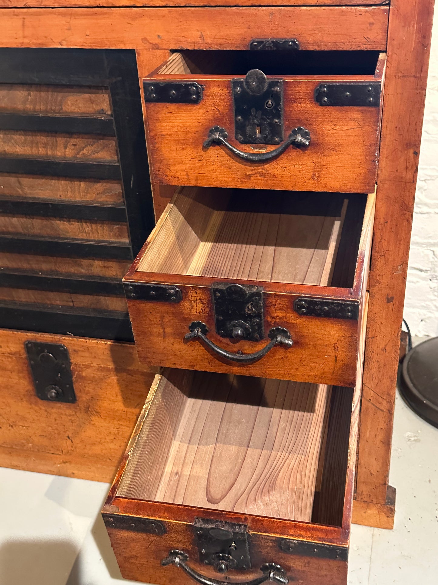 Antique Japanese Meiji Period Chobadansu Merchant Tansu Chest 38"W LS#127