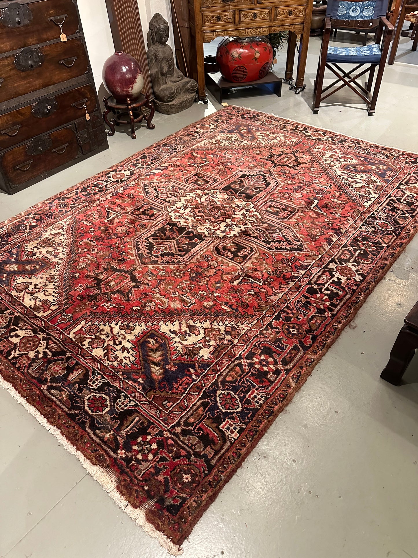 Vintage Persian Rug 80” x ” Carpet (note condition)