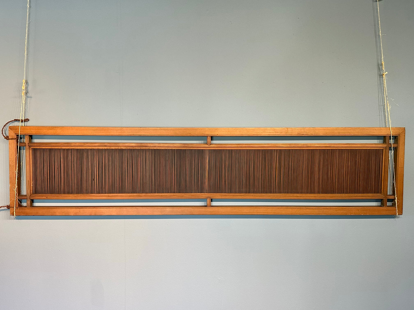 Vintage Japanese Ranma Transom Geometric Lattice Sugi Wood 73"
