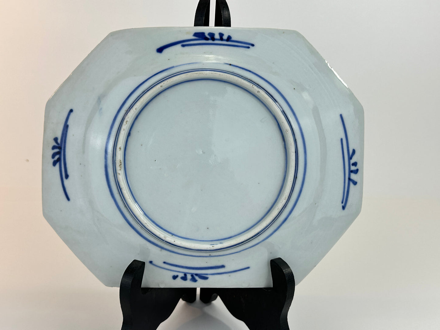 Antique Japanese Meiji Era c1880's Imari Blue & White Plate Birds Peonies 11"W