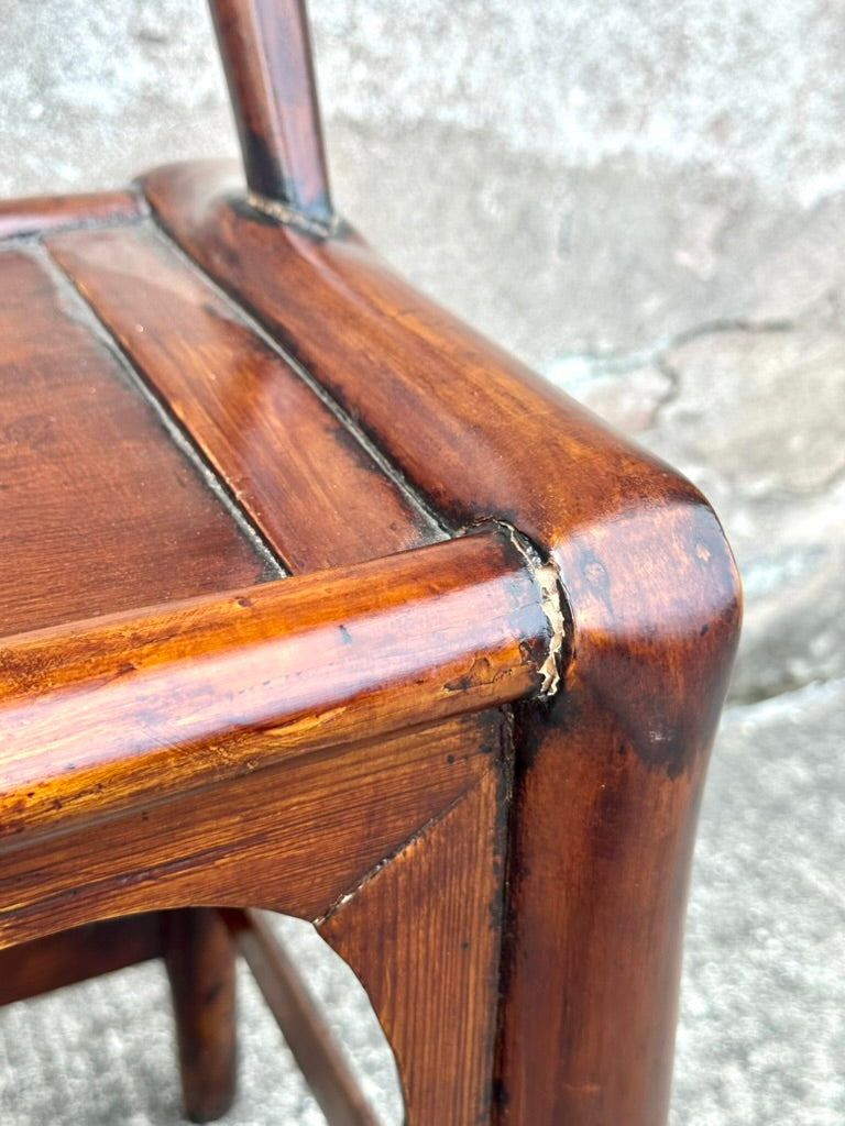 Antique Chinese Elm Yoke Back Official's Hat Chair Guanmaoyi Late Qing Dynasty 38"H LS#139