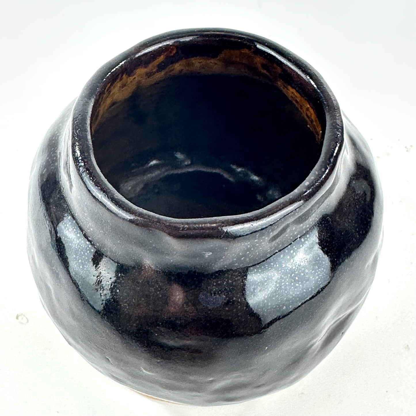 Vintage Japanese Studio Pottery Small Stoneware Jar Kotsubo Iron Black Glaze