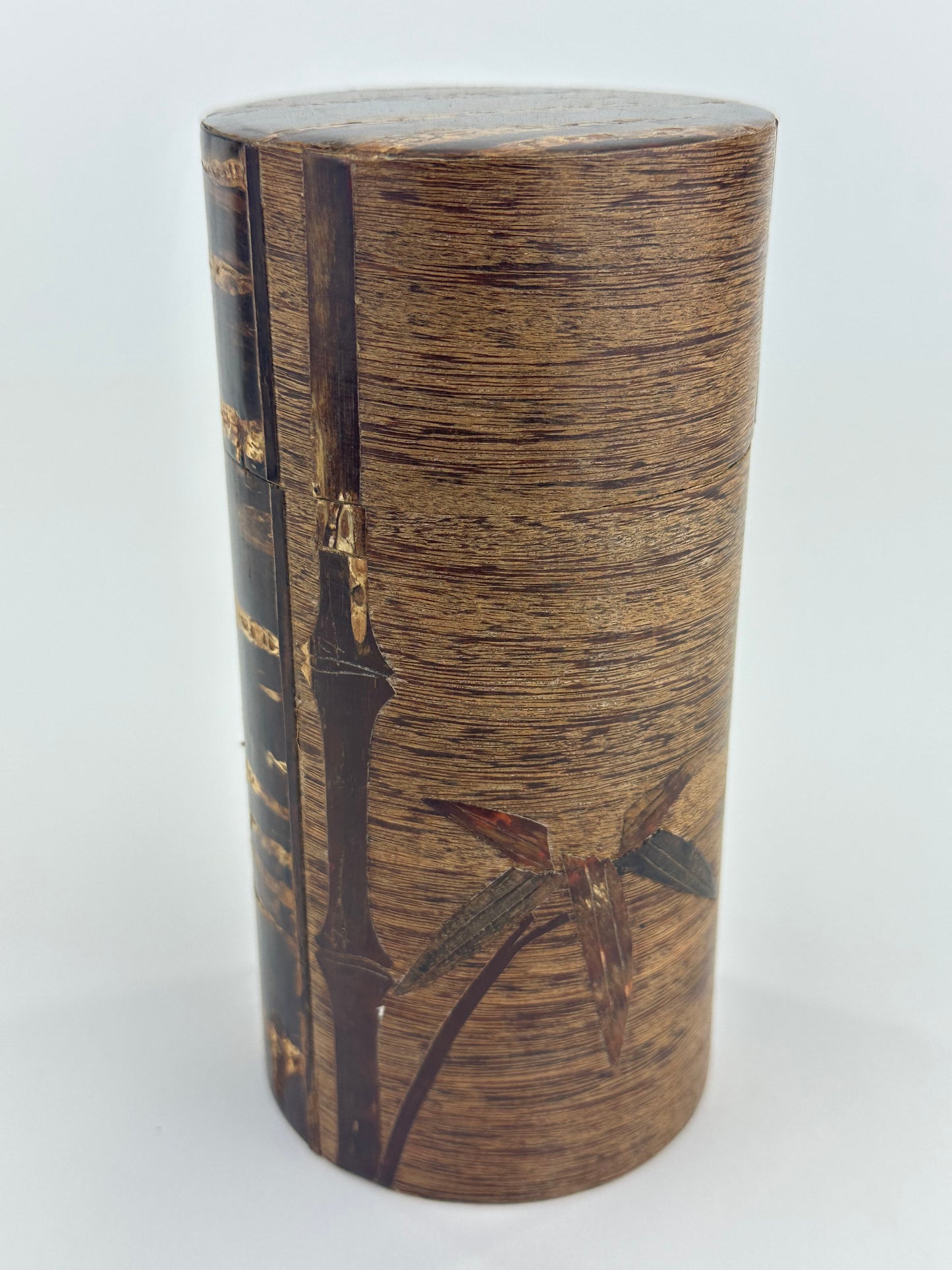 Japanese Tea Ceremony Natsume Natural Cherry Bark Tea Jar Bamboo Carving 6.25”