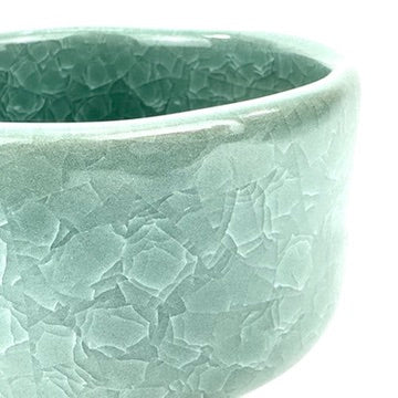 Japanese Handmade Mino Ware Chawan Matcha Tea Bowl Hiwa Celadon Green Kannyu Crackle NEW 5"