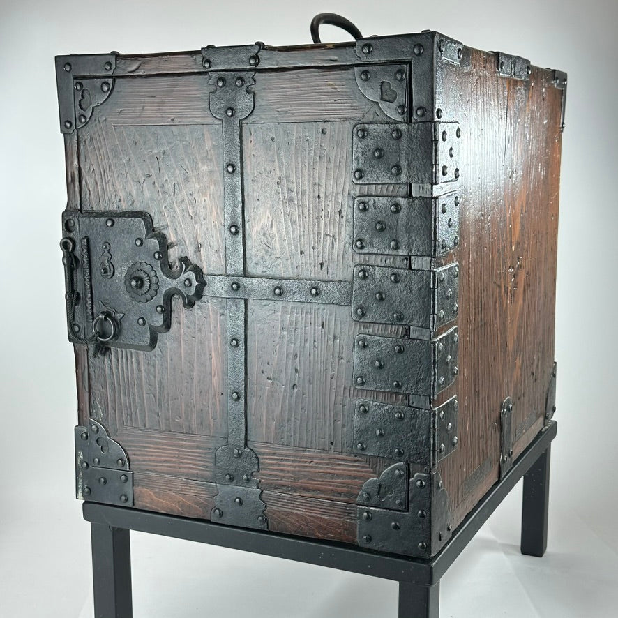 ntique Japanese Funadansu Ship Chest Sugi Kiri Iron Hardware Edo Period Custom Stand c1840's