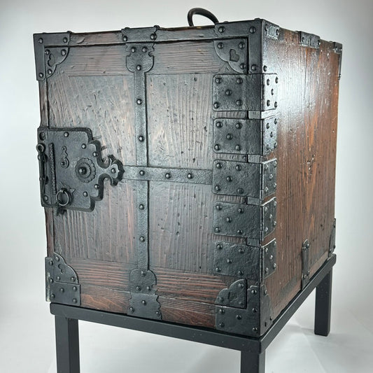 ntique Japanese Funadansu Ship Chest Sugi Kiri Iron Hardware Edo Period Custom Stand c1840's