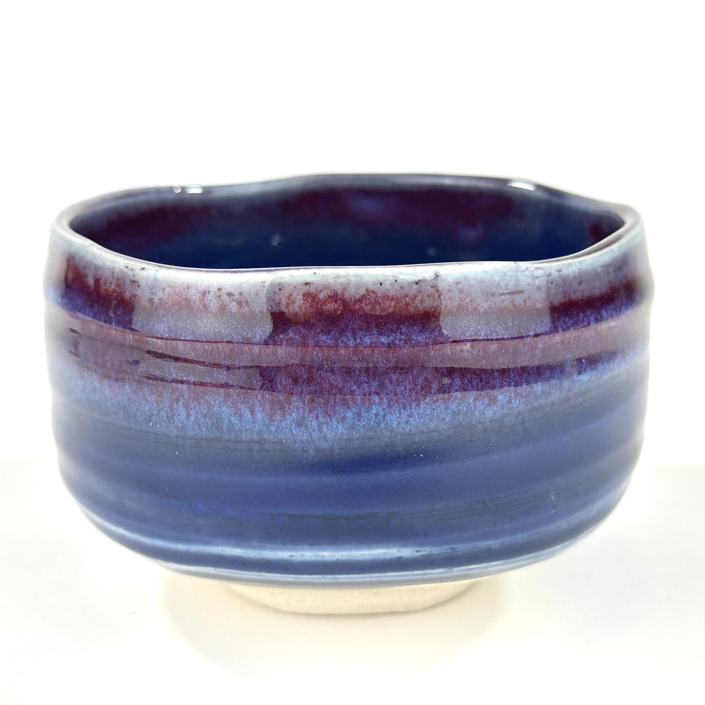 Japanese Chawan Matcha Tea Bowl Blue Purple Flambe Glaze Cobalt Interior NEW 5"