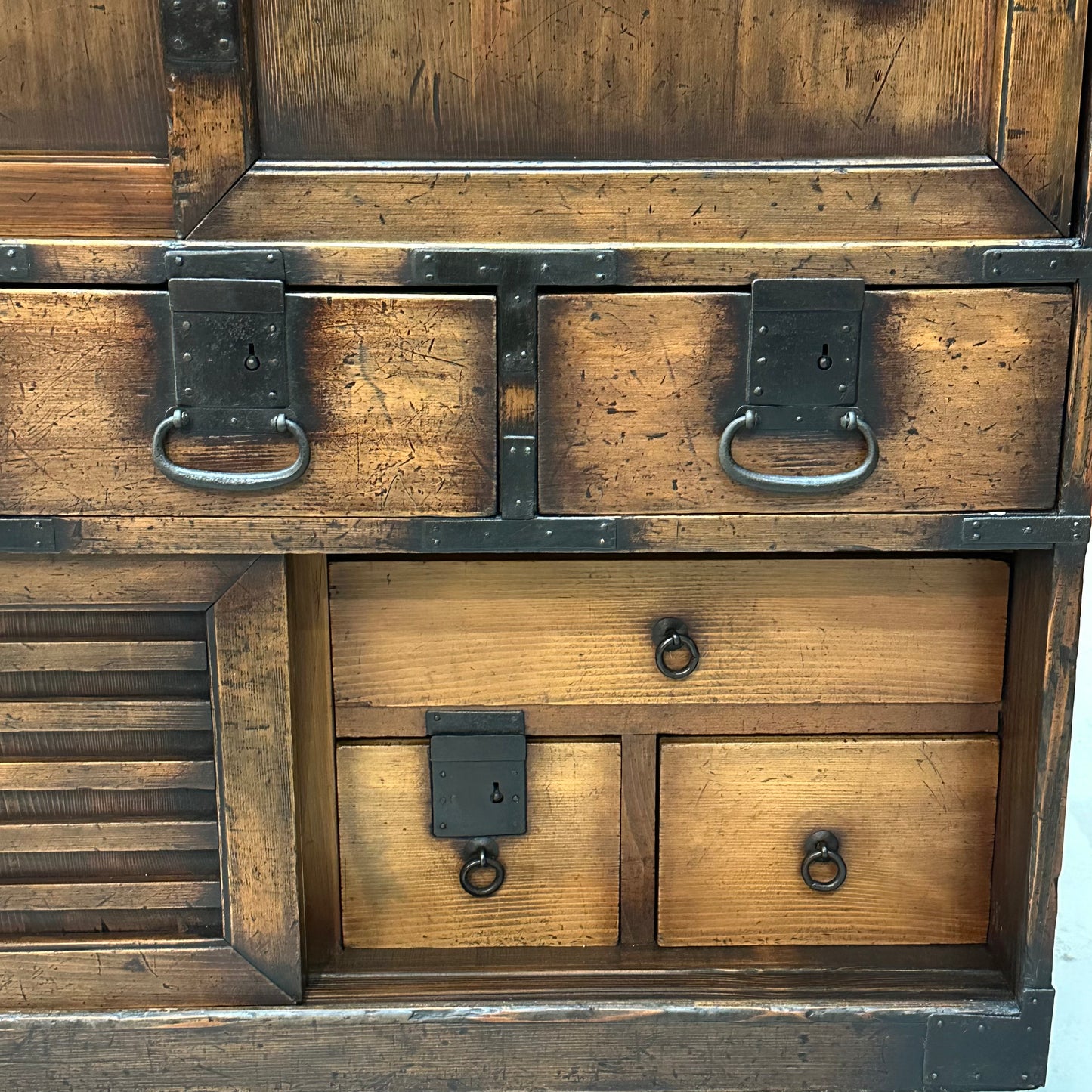 Antique Japanese Meiji Era (1868-1912) Chobadansu Document Chest 4 Drawer 37"H