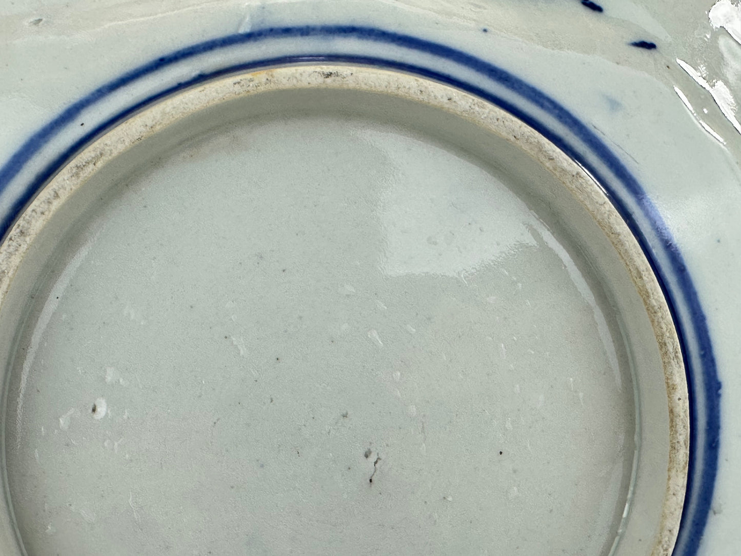 Antique Japanese Late Meiji c1910's Blue & White Porcelain Landscape Platter 10"W