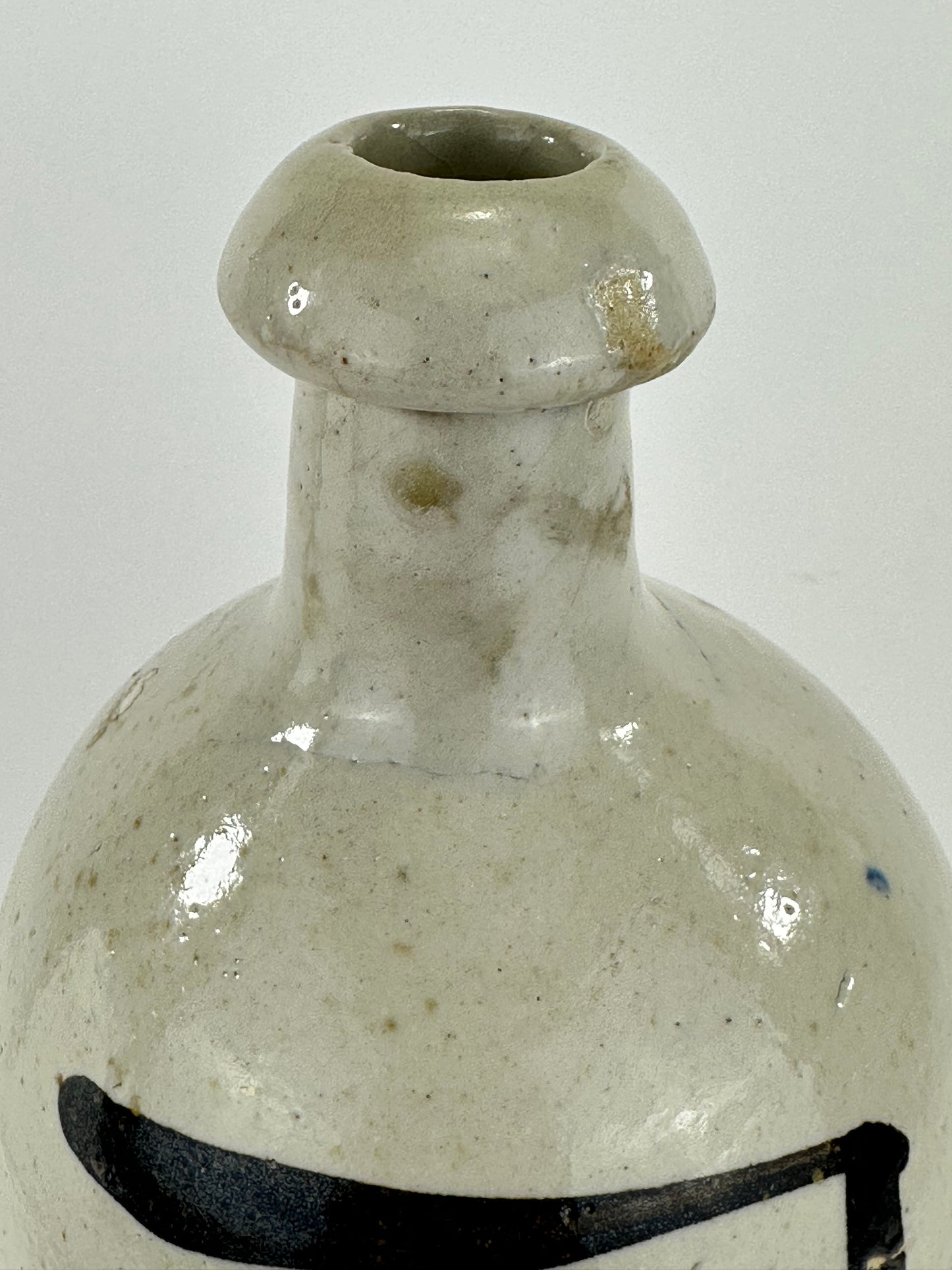 Antique Japanese 1800's Tokkuri Sake Jug Calligraphy Ceramic Vase 11" Tanumaya