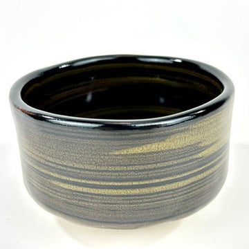 Japanese Handmade Mino Ware Chawan Matcha Tea Bowl Koku Yu Kinsai Black Gold Glaze NEW 5"