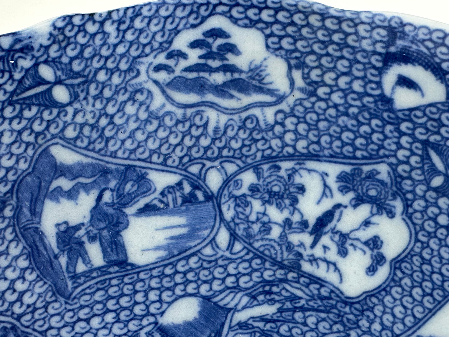 Antique Japanese 19th Century Imari Ceramic Plate Blue & White Flora & Fauna 10.5"