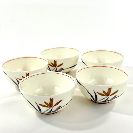 Vintage Koransha Arita Porcelain Yunomi Tea Cup Set of Five Original Box