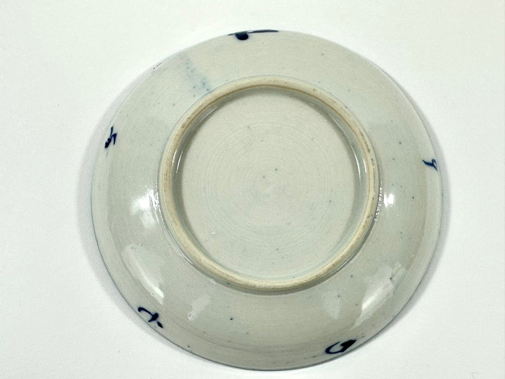 Antique Japanese Meiji c1890's Stencil Kashizara Sweets Plate Blue White 4.25"W