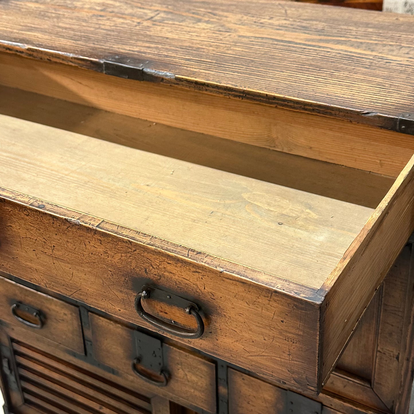 Antique Japanese Meiji Era (1868-1912) Chobadansu Document Chest 4 Drawer 37"H