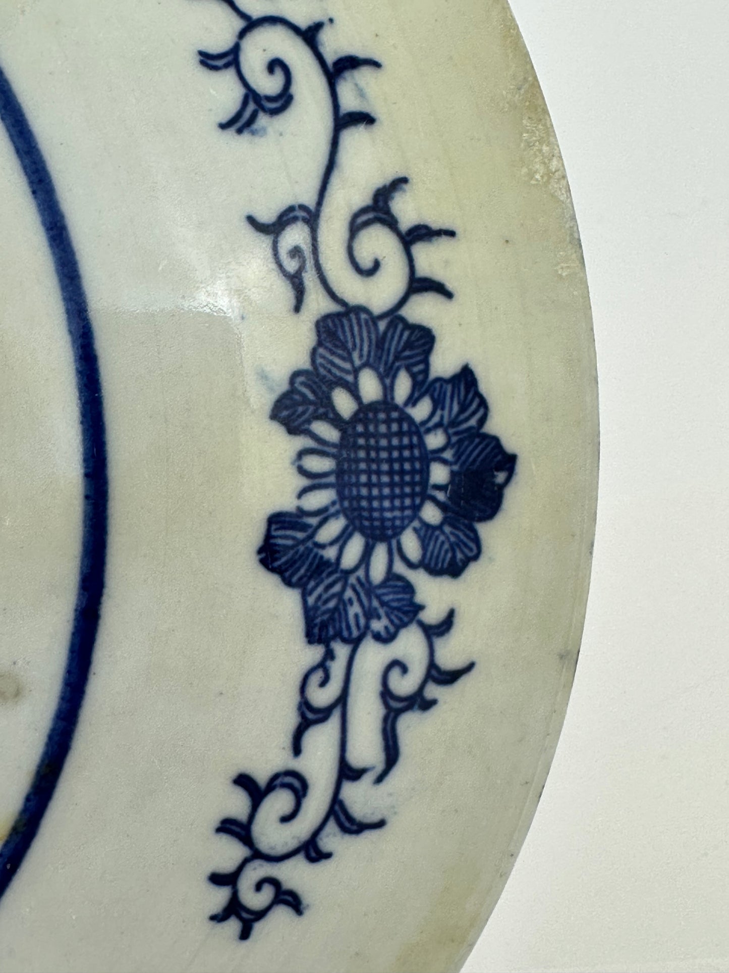 Antique Japanese Late Edo Period 19th Century Imari Ceramic Plate Blue & White 10"