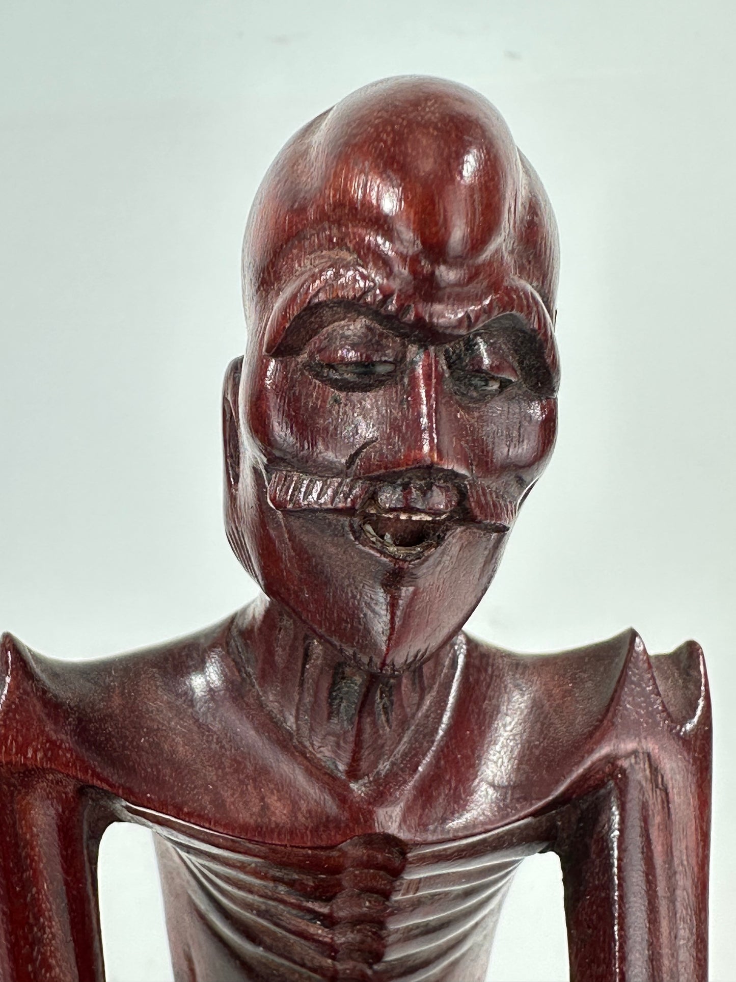 Vintage Chinese Hand-Carved Hardwood Figurine Sculpture Folk Figure 5"H