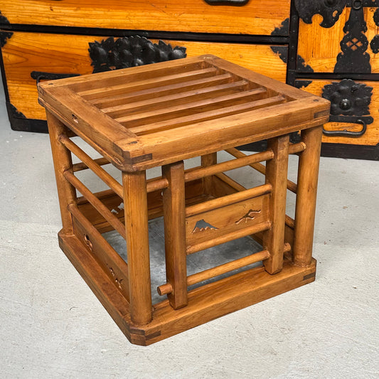 Antique Japanese Early Showa Period Sugi Wood Kotatsu Table 18"