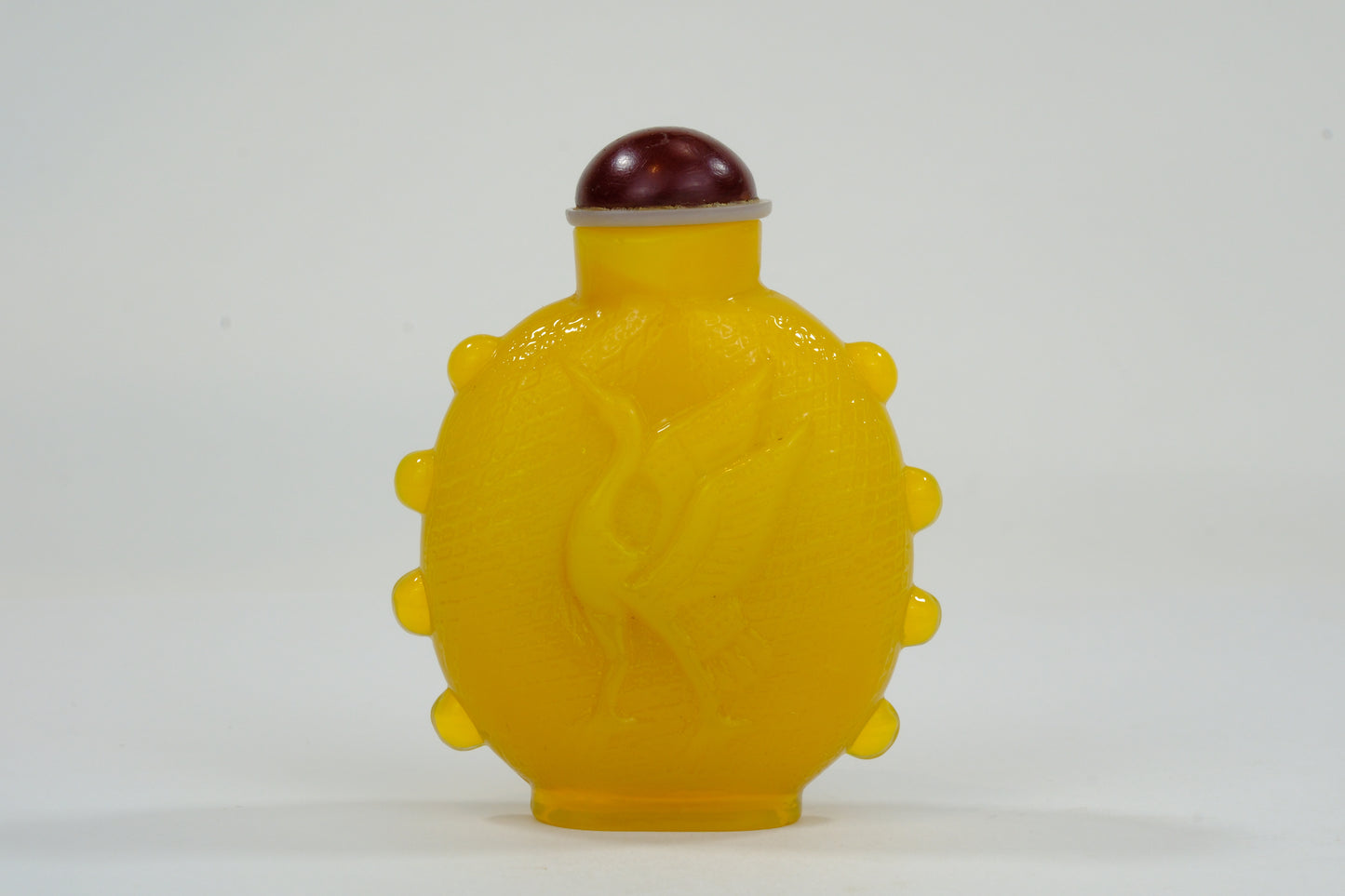 Vintage Chinese Yellow Glass Snuff Bottle 3"