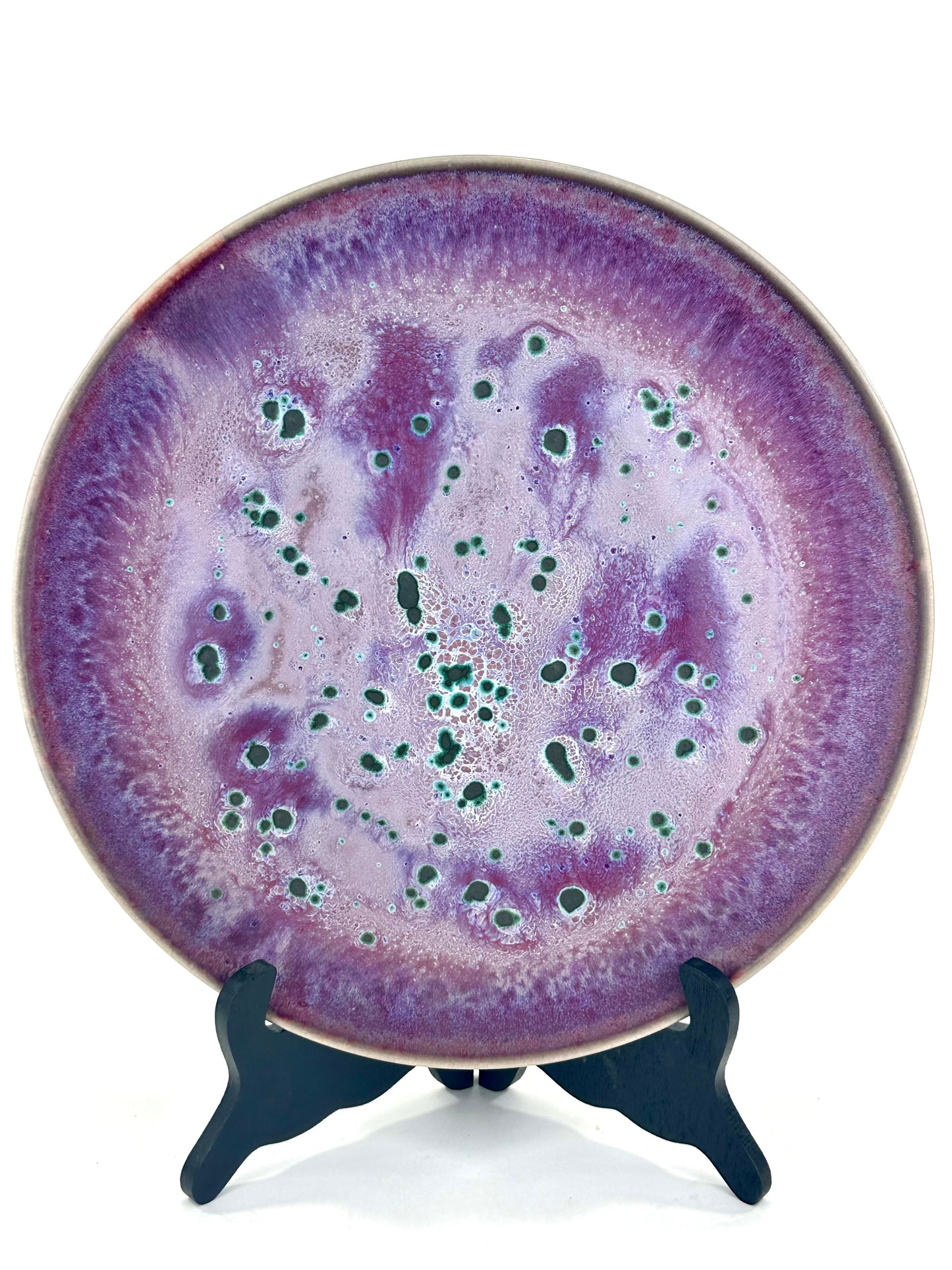 Rare Matsuyama Gaei c1950's Peacock Glaze Plate Japanese Hand Thrown 12”