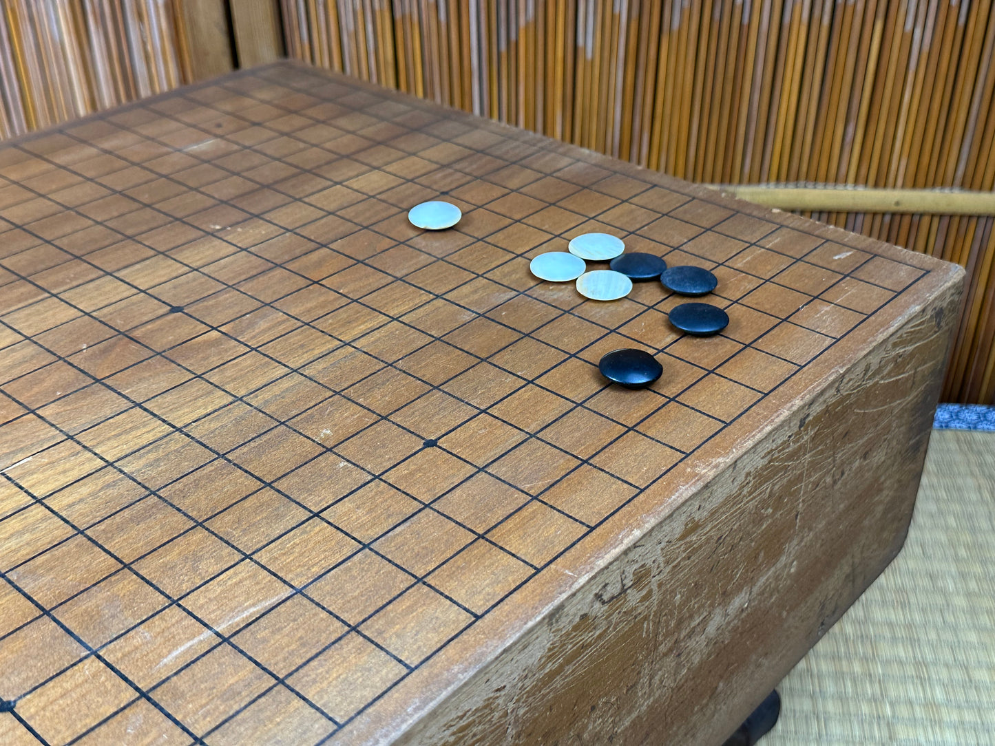 Vintage Japanese Goban 5.5" (14cm) Thick Go Game Board Floor Board D4