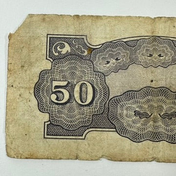 Antique WWII Japanese Occupation Philippines 50 Centavos Banknote PI Block 1942
