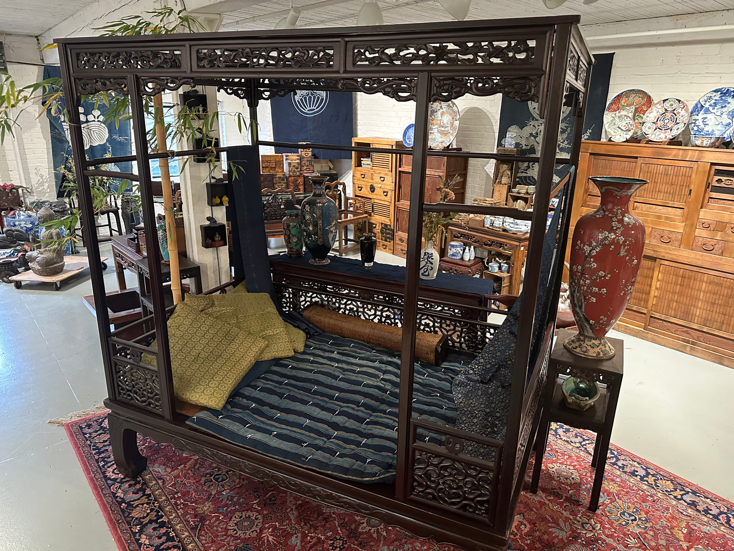 Antique Chinese Bed Qing Dynasty c1700's Ironwood Platform Tielimu 54"x82"