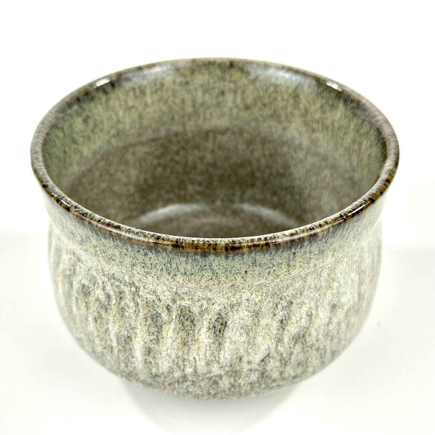 Japanese Handmade Banko Ware Chawan Matcha Tea Bowl Moegi Ash Grey Green Glaze NEW 5"