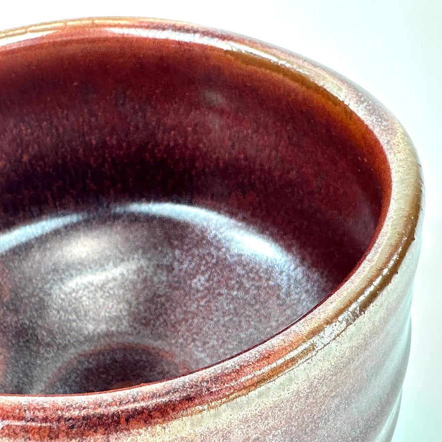 Japanese Mino Ware Chawan Matcha Tea Bowl Oxblood Iron Red Aka Glaze NEW 5"