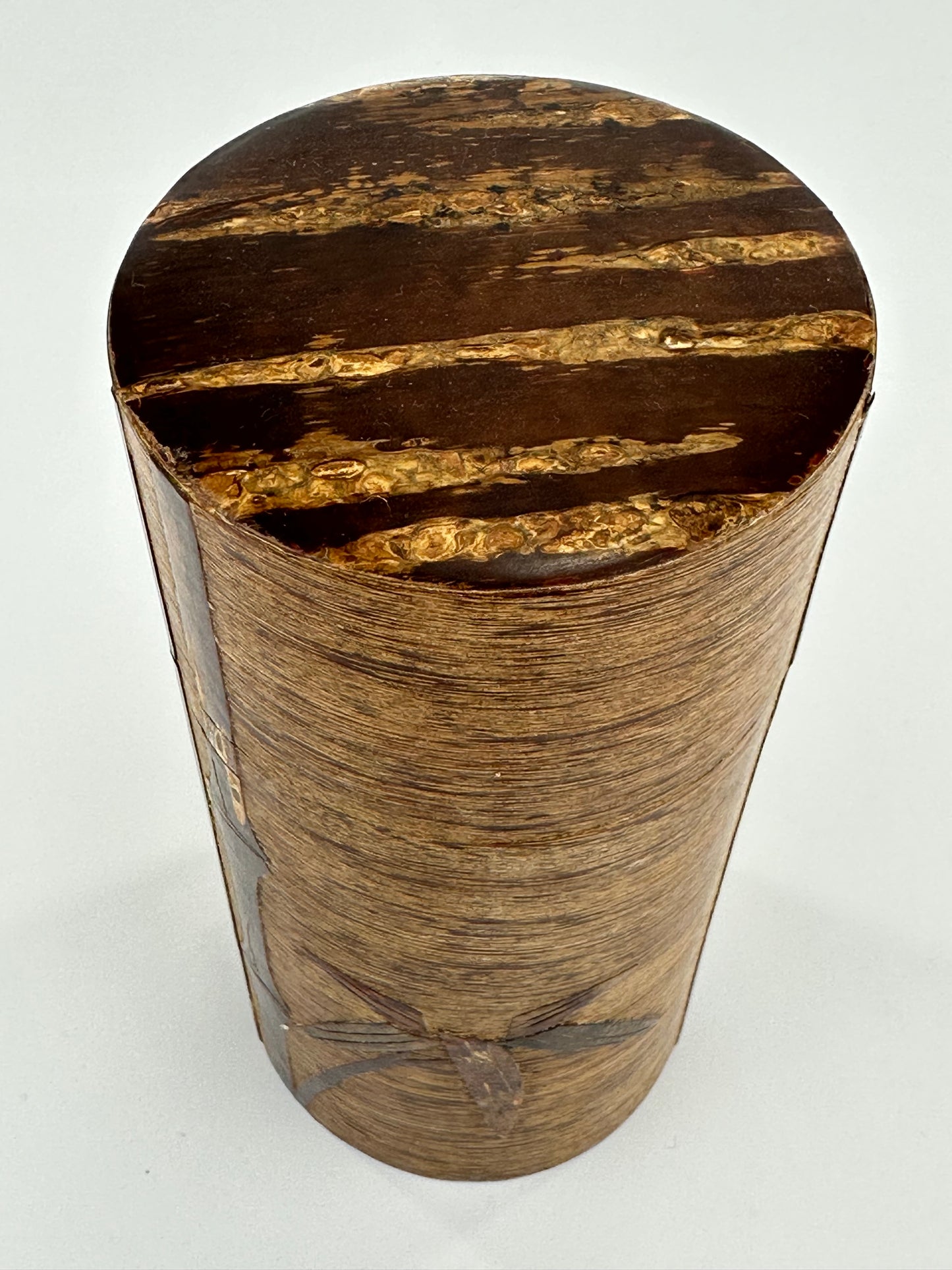 Japanese Tea Ceremony Natsume Natural Cherry Bark Tea Jar Bamboo Carving 6.25”