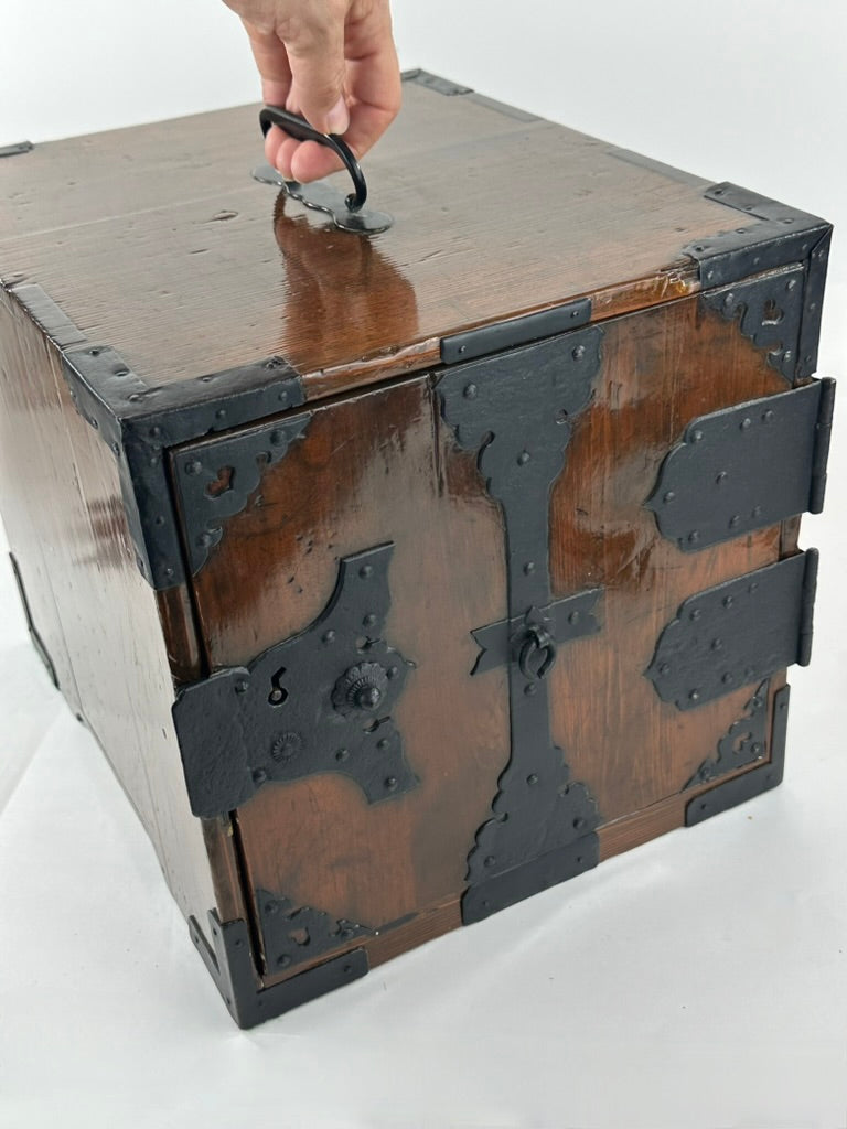 Antique Japanese Funadansu Ship Chest Sugi Iron Hardware Edo Period Custom Stand c1840 21"H