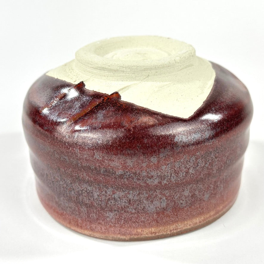 Japanese Mino Ware Chawan Matcha Tea Bowl Oxblood Iron Red Aka Glaze NEW 5"