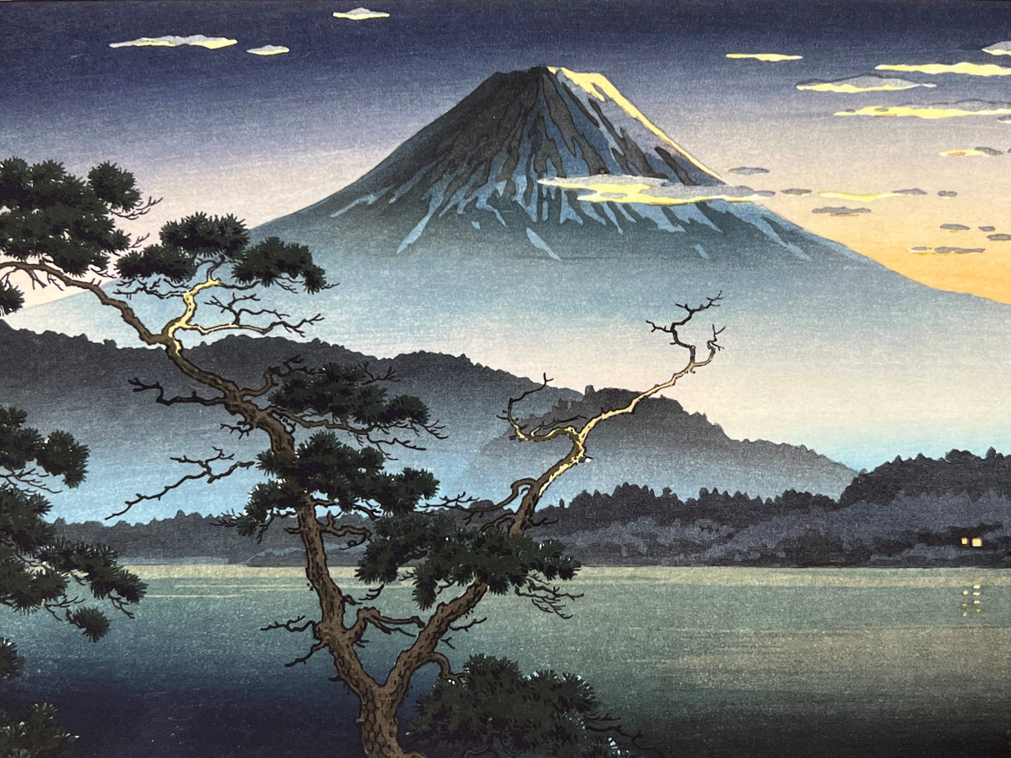 Koitsu Giclee Woodblock Print Mt Fuji Over Nishi Lake 6.75"x10"