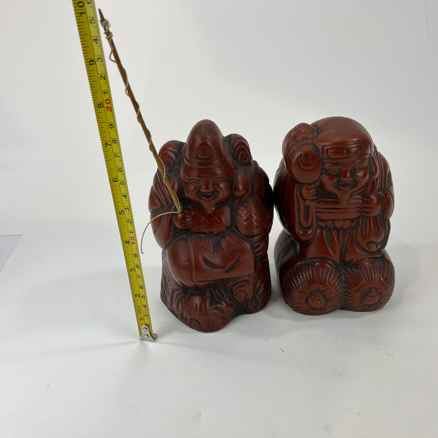 PAIR Japanese Ceramic Lucky Gods Ebisu & Daikokuji 12"