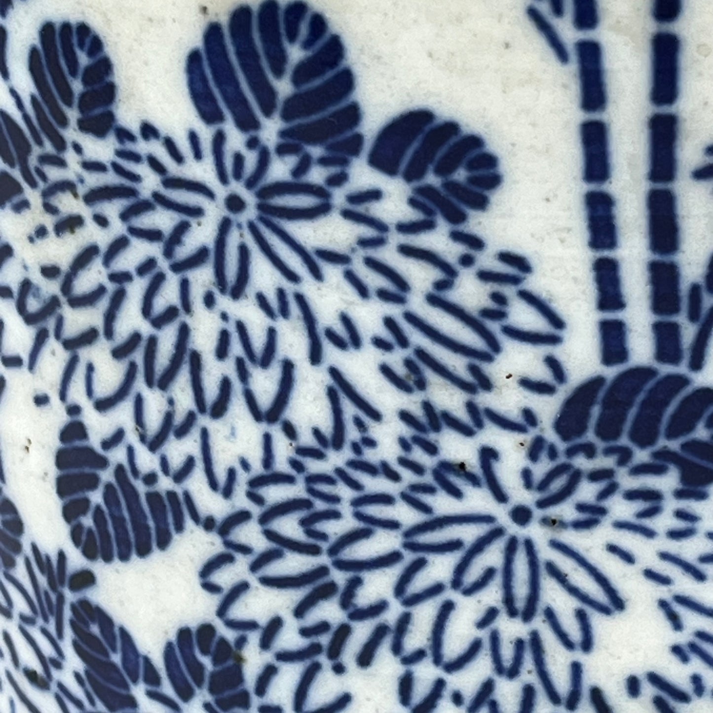 Antique Japanese Meiji Era small  Ceramic Blue & White Hibachi Brazier 6”