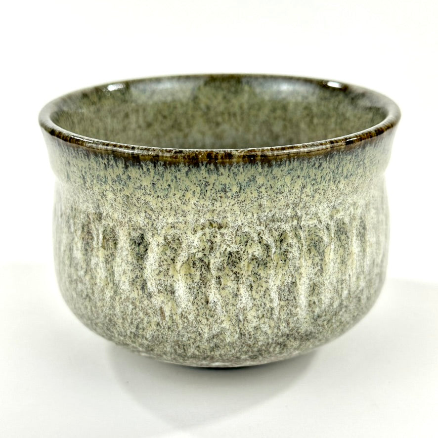 Japanese Handmade Banko Ware Chawan Matcha Tea Bowl Moegi Ash Grey Green Glaze NEW 5"