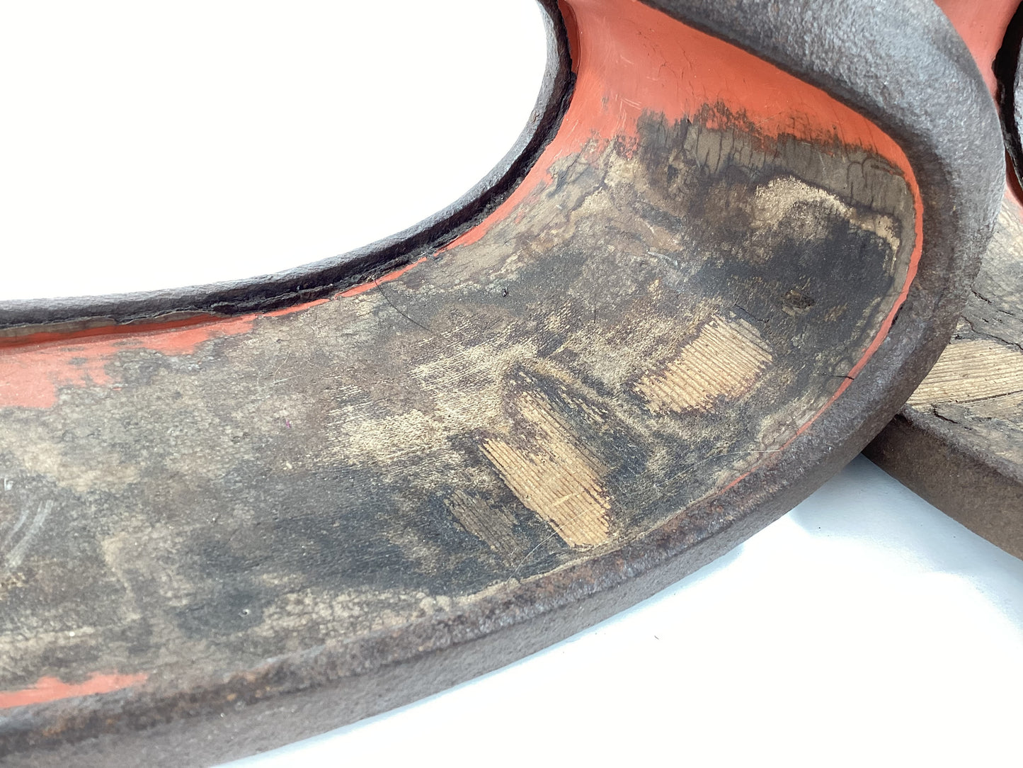 Antique Edo Period Japanese Samurai Stirrups (Abumi) Pair of Iron Horse Riding Fittings LS#182
