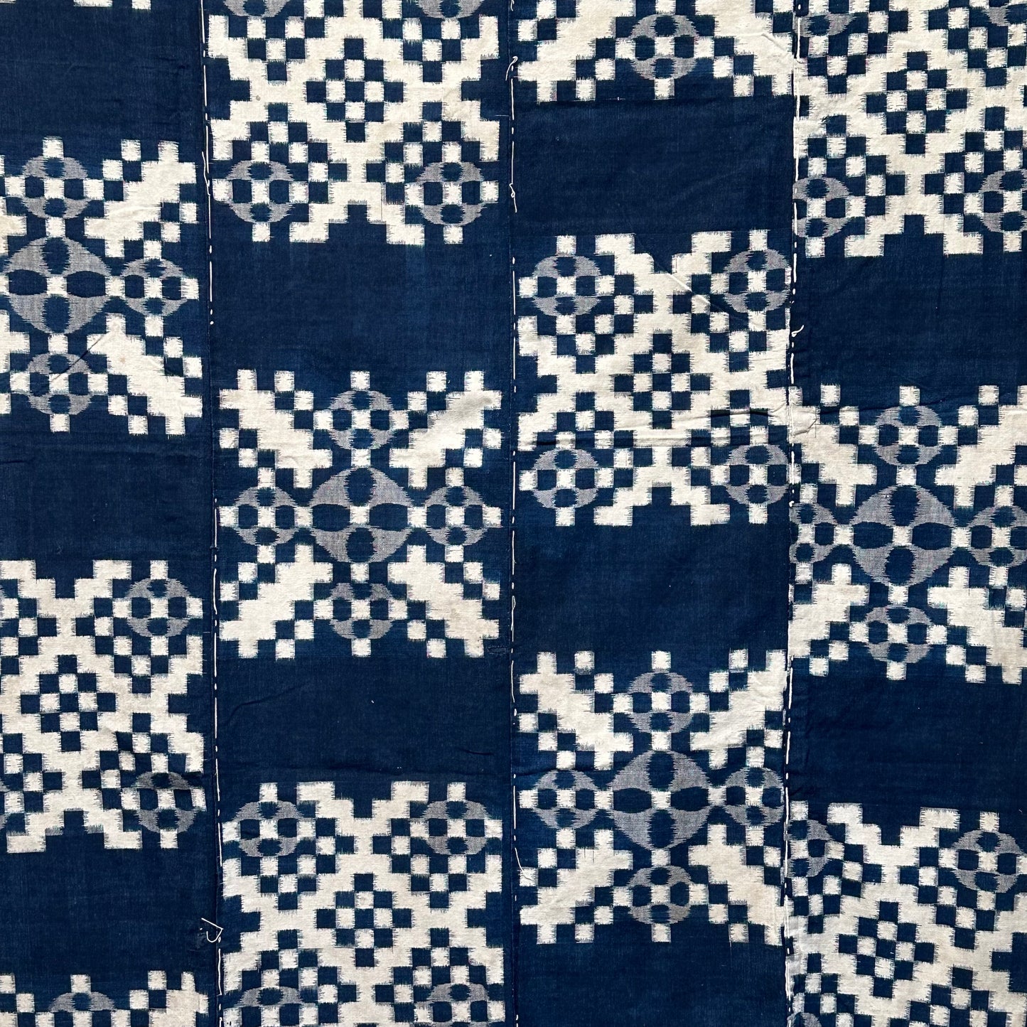 Antique Japanese 19th Century Ikat Textile - Kasuri Indigo Ikat 48"x57" #54