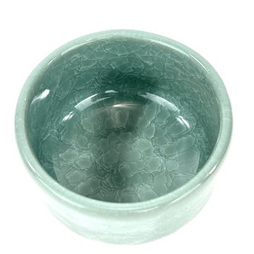 Japanese Handmade Mino Ware Chawan Matcha Tea Bowl Hiwa Celadon Green Kannyu Crackle NEW 5"