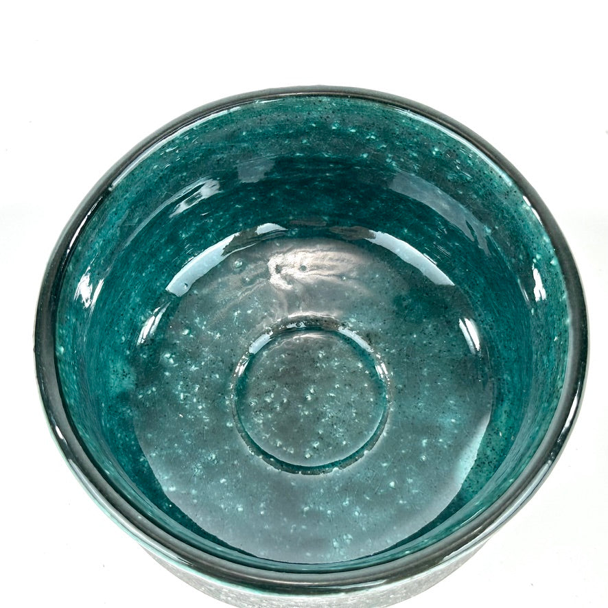 Japanese Mino Ware Chawan Matcha Tea Bowl Blue Teal Interior Grey Speckle Glaze NEW 5"