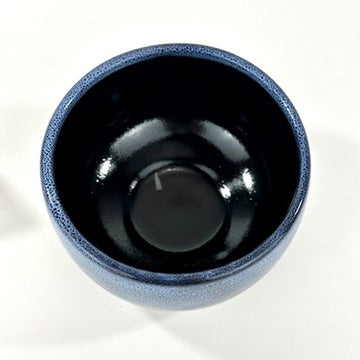 Japanese Chawan Matcha Tea Bowl Tenmoku Black Spot Blue Speckle Glaze NEW 5"
