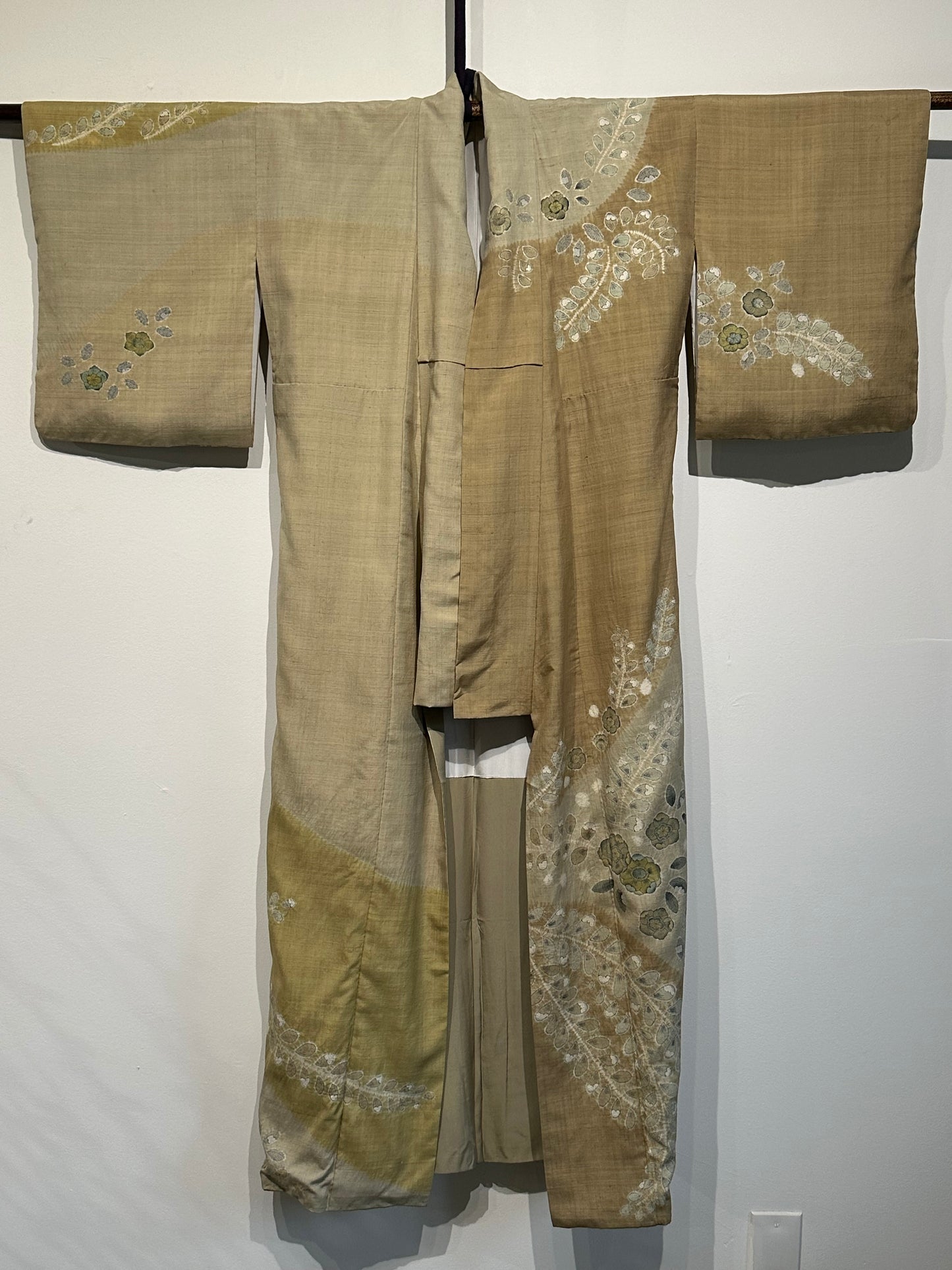 Japanese Tsumugi Silk Kimono Shibori Hand Woven