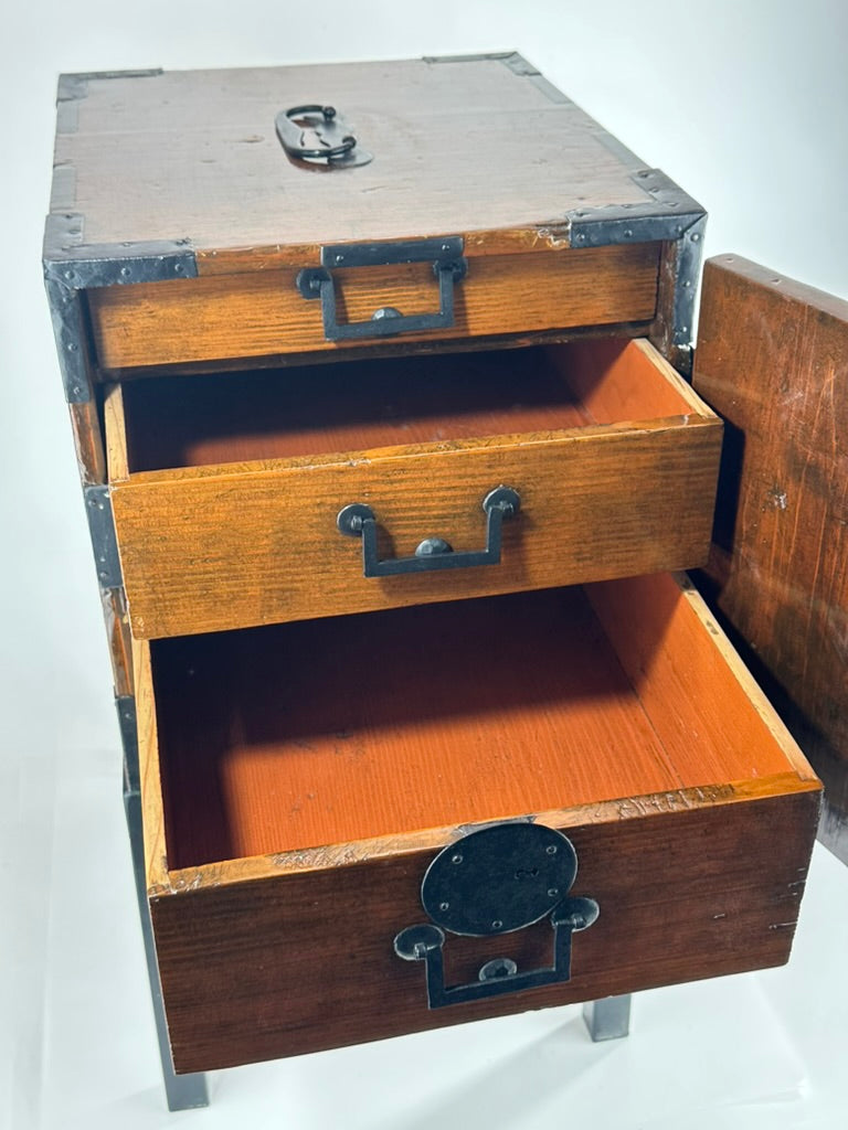 Antique Japanese Funadansu Ship Chest Sugi Iron Hardware Edo Period Custom Stand c1840 21"H